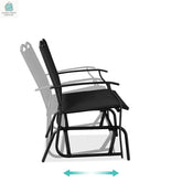 2 Seat Mesh Patio Loveseat Swing Glider Rocker with Armrests in Black-0