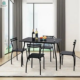 5 Pieces Dining Table Set with 4 Chairs and Backrests-0
