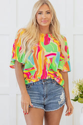Angel Abstract Half Sleeve Blouse-0