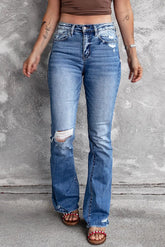 Angelina Distressed Flare Jeans-0