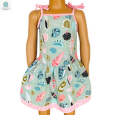 AnnLoren Girls' Seashells summer beach dress with adjustable spaghetti straps and colorful seashell print