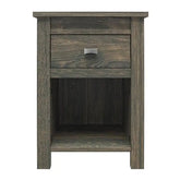 Farmhouse 1-Drawer Bedroom Nightstand with Open Shelf in Rustic Grey Oak-0