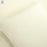 Full/Queen Lightweight Cotton Linen Ivory Textured Reversible 3-Piece Quilt Set-0