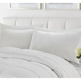 Full/Queen Traditional Microfiber Reversible 3 Piece Comforter Set in White-0
