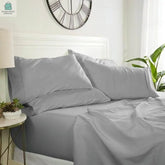 Full size Grey 6 Piece Wrinkle Resistant Microfiber Polyester Sheet Set-0