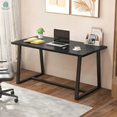 Large Dining Table with Heavy-duty Metal Frame and Anti-slip Foot Pads-Black-0