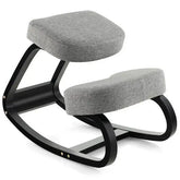Rocking Ergonomic Kneeling Chair with Padded Cushion for Home Office-Gray-0