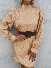 Long-sleeved Dress Mock Neck Keyhole Back Loose Pleasant Product Express Inc