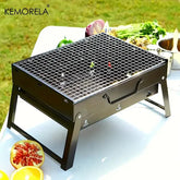 Portable BBQ Charcoal Grill Stainless Steel Small Mini Tool Kit Outdoor Pleasant Product Express Inc