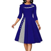 Women Vintage Polka Dot Dress Long Sleeve Buttons Office SkirtPleasant Product