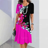 Women's Dresses Floral Patchwork Printed Casual Short SleevePleasant Product