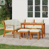 vidaXL 6 Piece Patio Dining Set with Cushions Solid Wood Acacia-0
