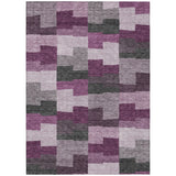 10' X 14' Merlot Mauve And Charcoal Geometric Washable Indoor Outdoor Area Rug-1