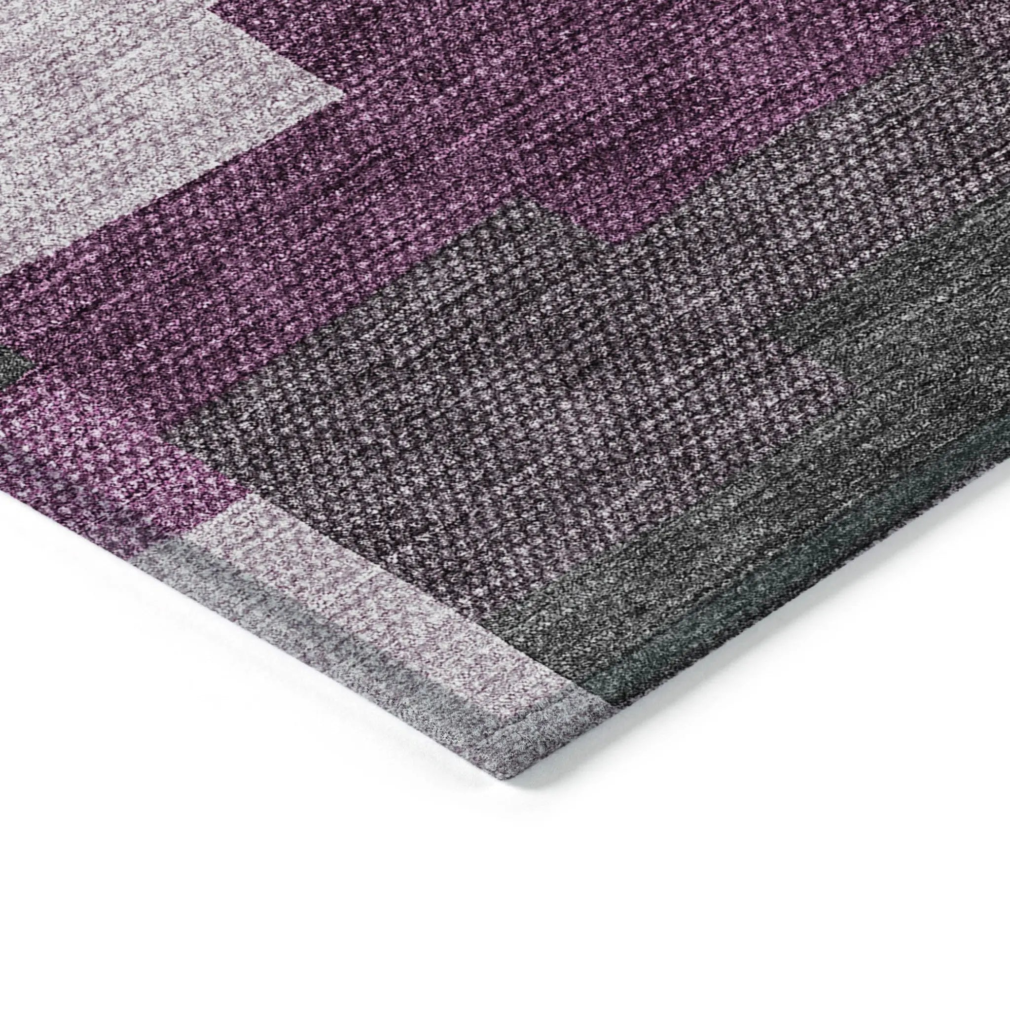 10' X 14' Merlot Mauve And Charcoal Geometric Washable Indoor Outdoor Area Rug-3