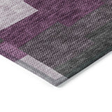 10' X 14' Merlot Mauve And Charcoal Geometric Washable Indoor Outdoor Area Rug-3