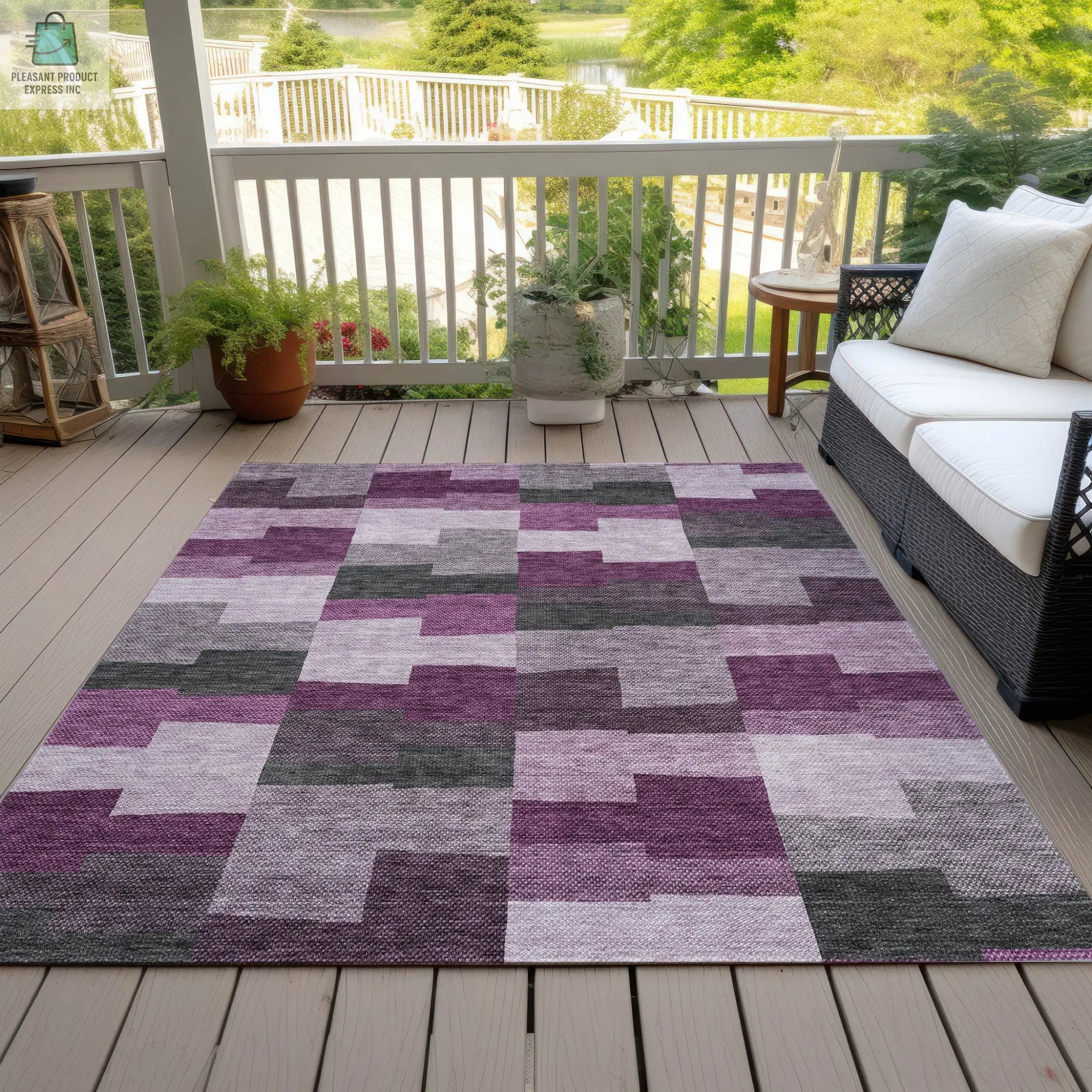 10' X 14' Merlot Mauve And Charcoal Geometric Washable Indoor Outdoor Area Rug-6