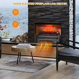1400W Electric Fireplace Log Heater with Adjustable Flame Brightness-Black-1