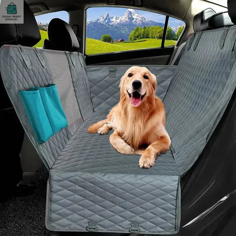 Double zipper waterproof pet car seat cover with breathable fabric and non-slip design for dogs