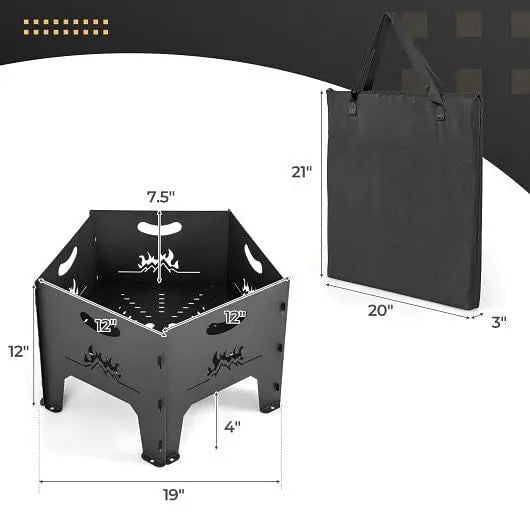 19 Inches Collapsible Portable Plug Fire Pit with Storage Bag-2