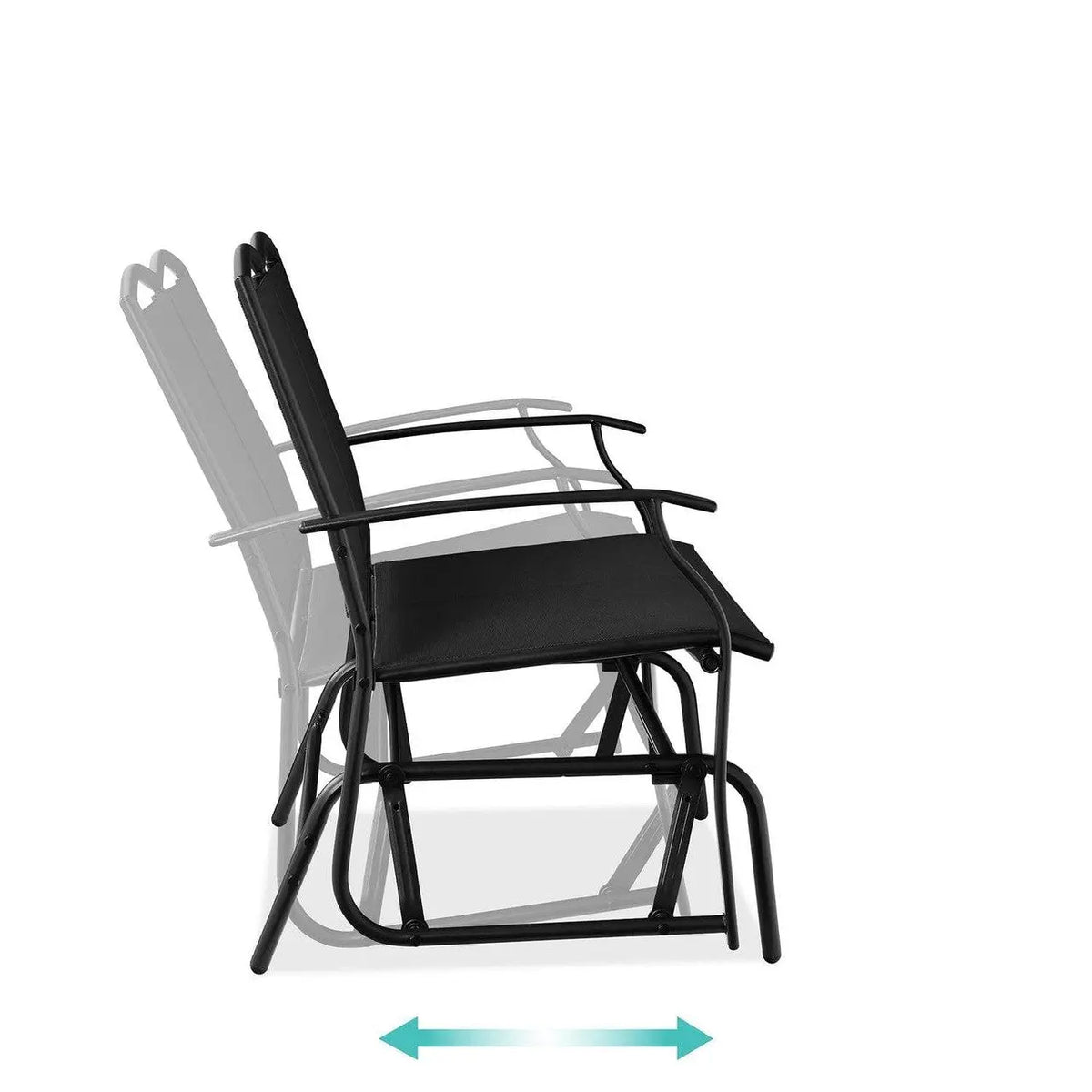 2 Seat Mesh Patio Loveseat Swing Glider Rocker with Armrests in Black-0