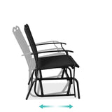 2 Seat Mesh Patio Loveseat Swing Glider Rocker with Armrests in Black-0