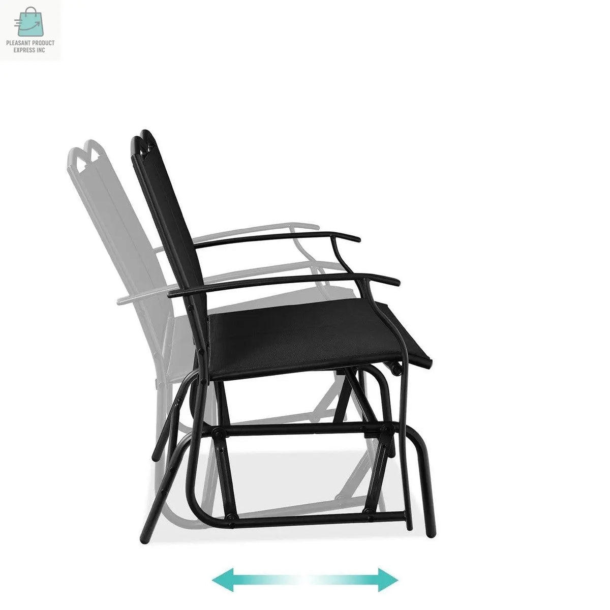 2 Seat Mesh Patio Loveseat Swing Glider Rocker with Armrests in Black-0