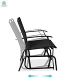 2 Seat Mesh Patio Loveseat Swing Glider Rocker with Armrests in Black-0