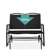 2 Seat Mesh Patio Loveseat Swing Glider Rocker with Armrests in Black-1