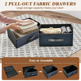 20 Inch Height Industrial Nightstand with 2 Pull-out Fabric Drawers-Rustic Brown-3