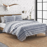 3 Piece Scandinavian Blue White Reversible Cotton Set in Full/Queen-2