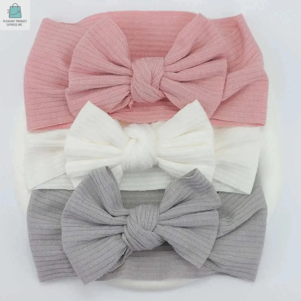 3Pcs/Lot Knit Baby Headband Bow Newborn Elastic Soft NylonPleasant Product
