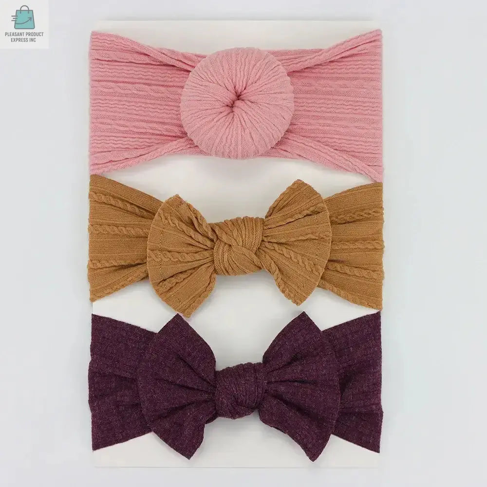 3Pcs/Lot Knit Baby Headband Bow Newborn Elastic Soft NylonPleasant Product