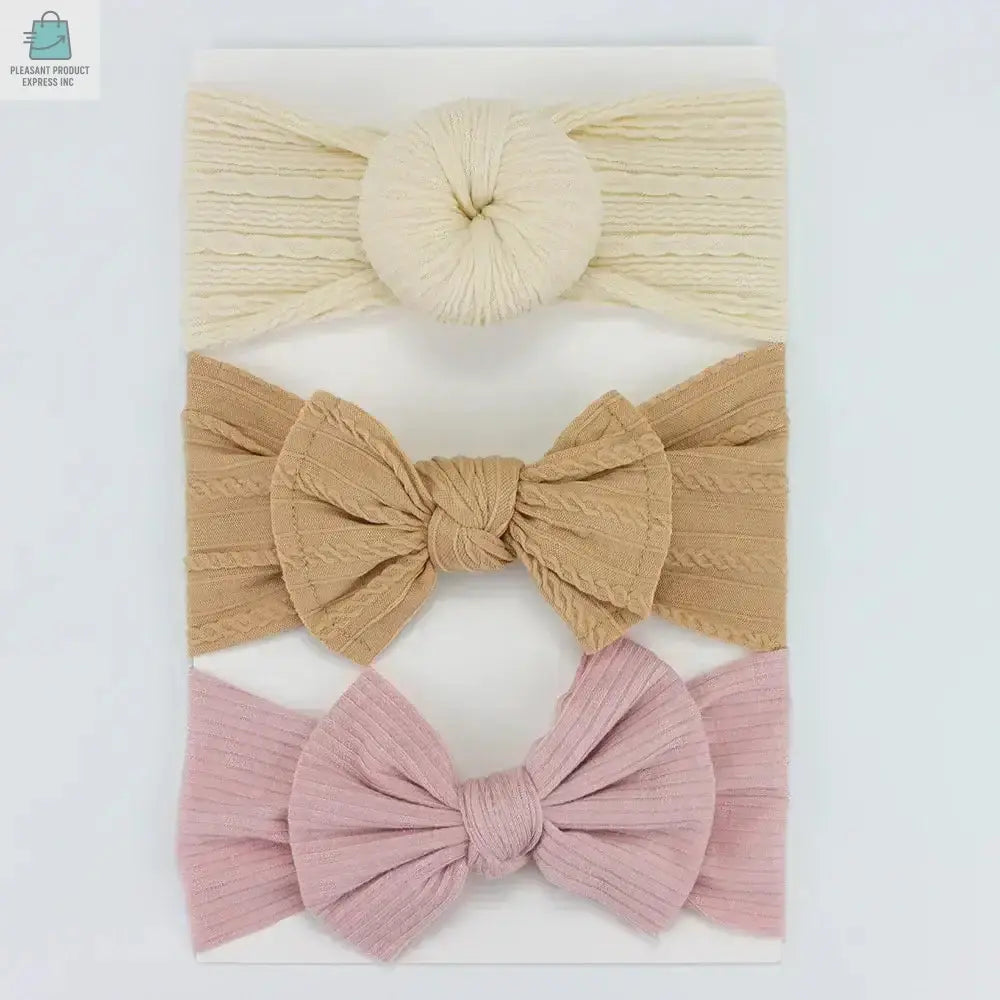 3Pcs/Lot Knit Baby Headband Bow Newborn Elastic Soft NylonPleasant Product