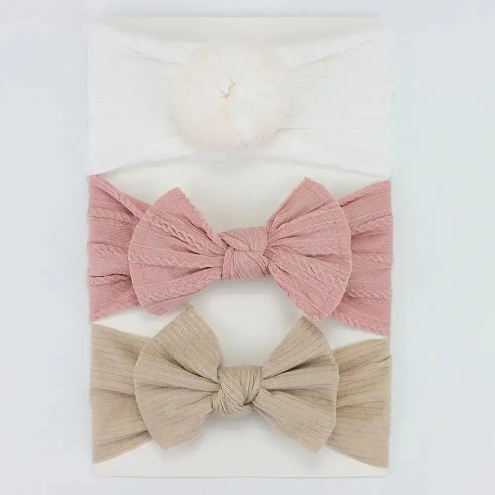 3Pcs/Lot Knit Baby Headband Bow Newborn Elastic Soft NylonPleasant Product