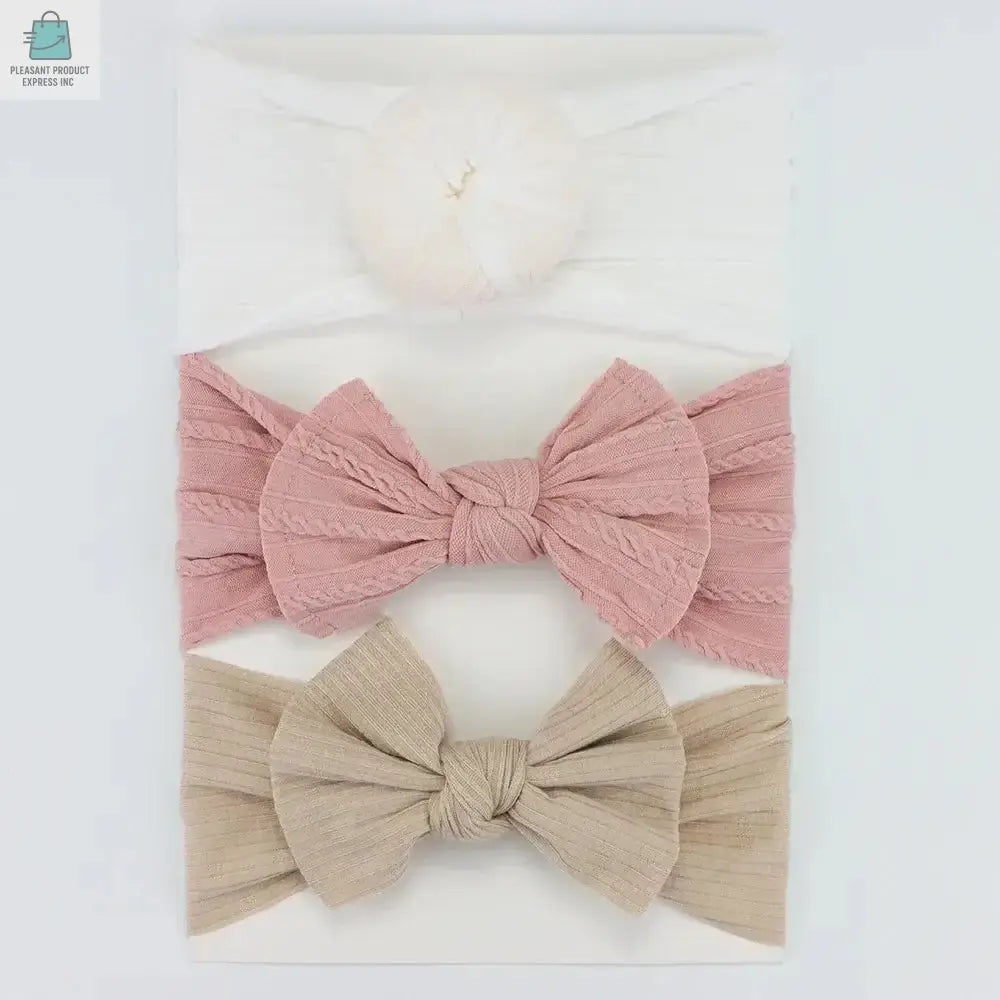 3Pcs/Lot Knit Baby Headband Bow Newborn Elastic Soft NylonPleasant Product