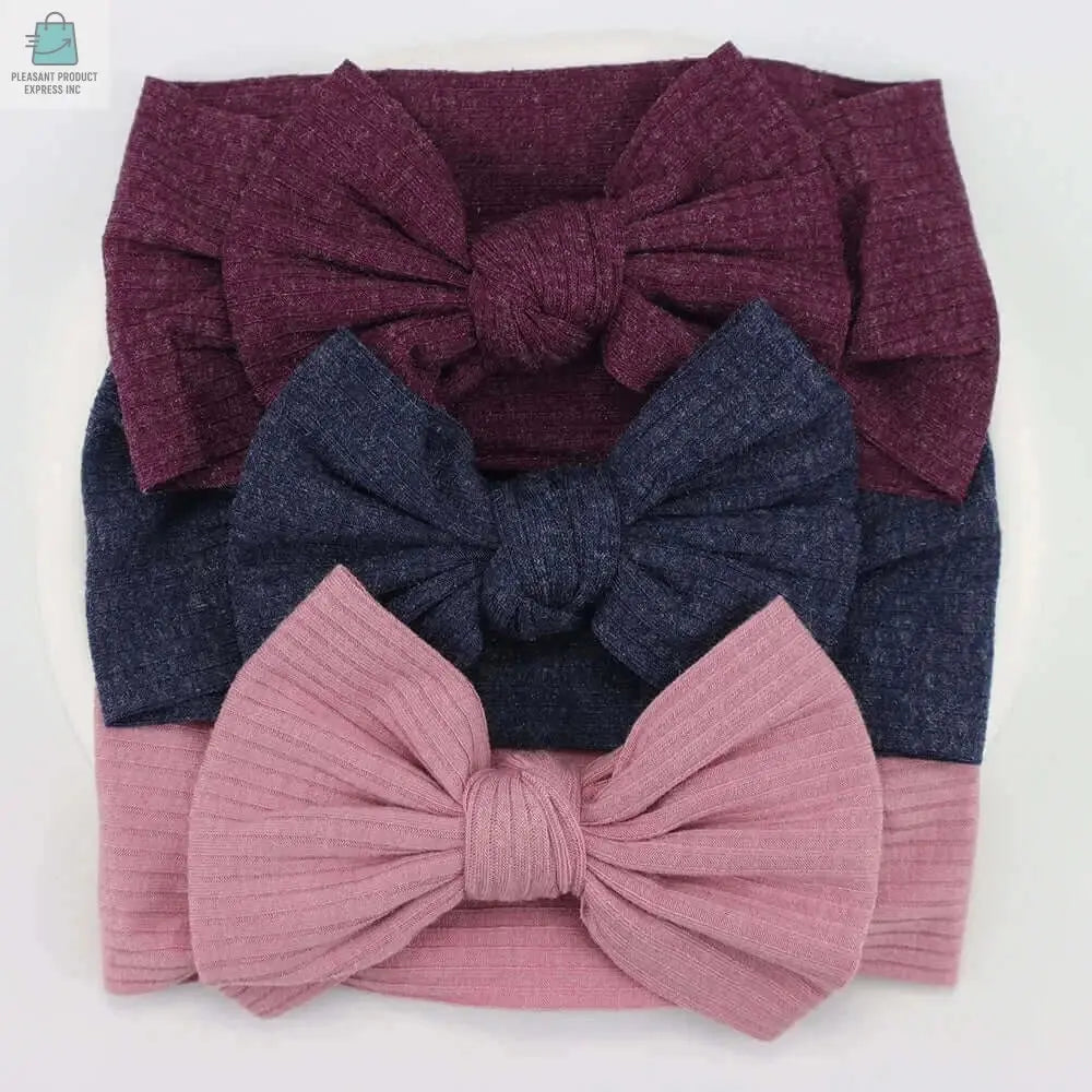 3Pcs/Lot Knit Baby Headband Bow Newborn Elastic Soft NylonPleasant Product