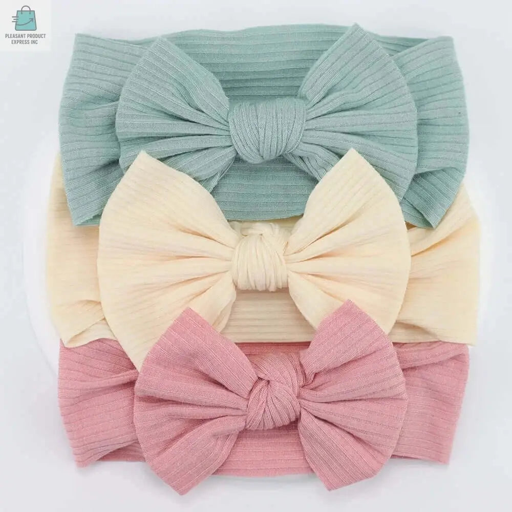 3Pcs/Lot Knit Baby Headband Bow Newborn Elastic Soft NylonPleasant Product