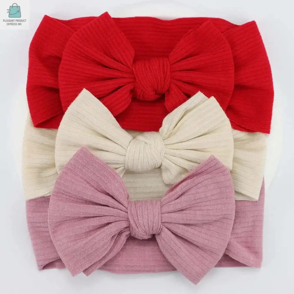 3Pcs/Lot Knit Baby Headband Bow Newborn Elastic Soft NylonPleasant Product