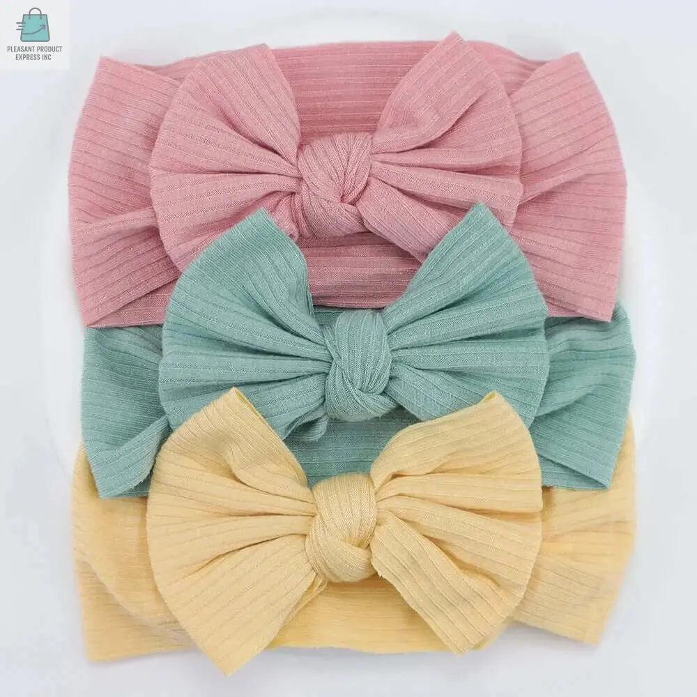 3Pcs/Lot Knit Baby Headband Bow Newborn Elastic Soft NylonPleasant Product