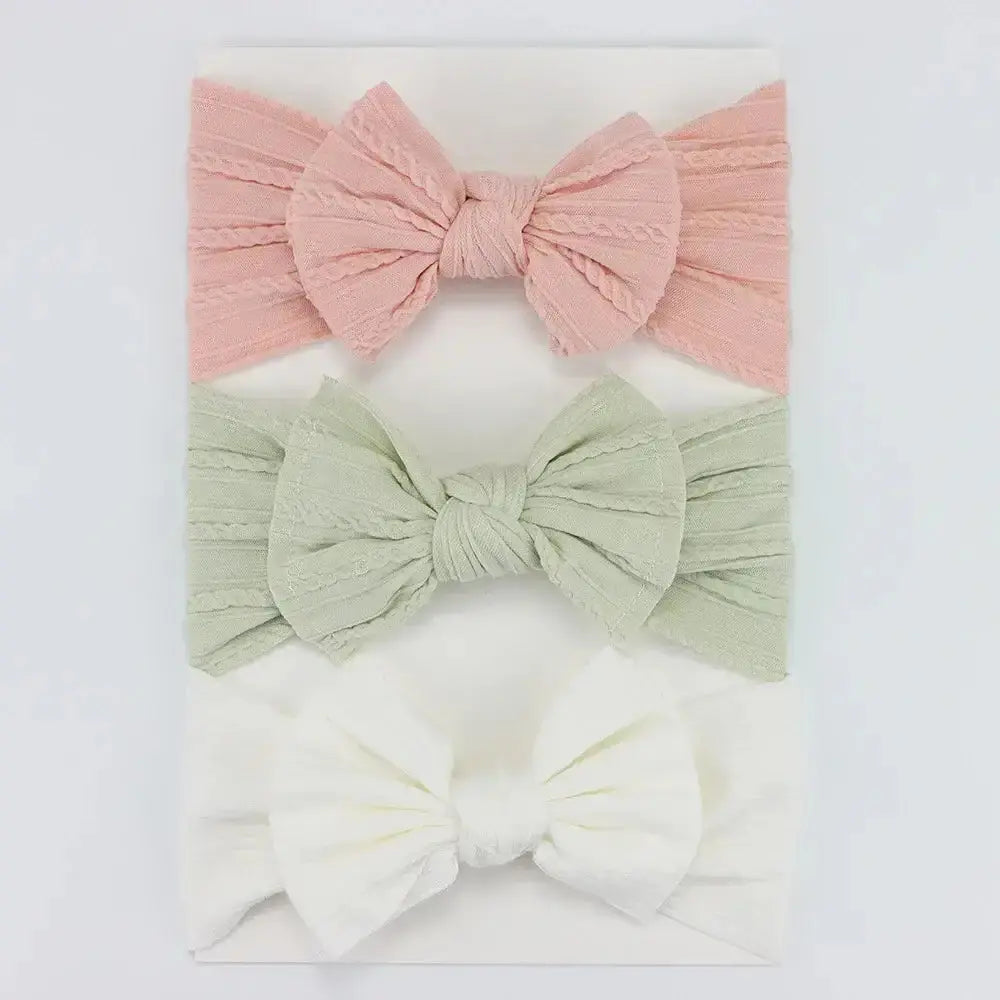 3Pcs/Lot Knit Baby Headband Bow Newborn Elastic Soft NylonPleasant Product
