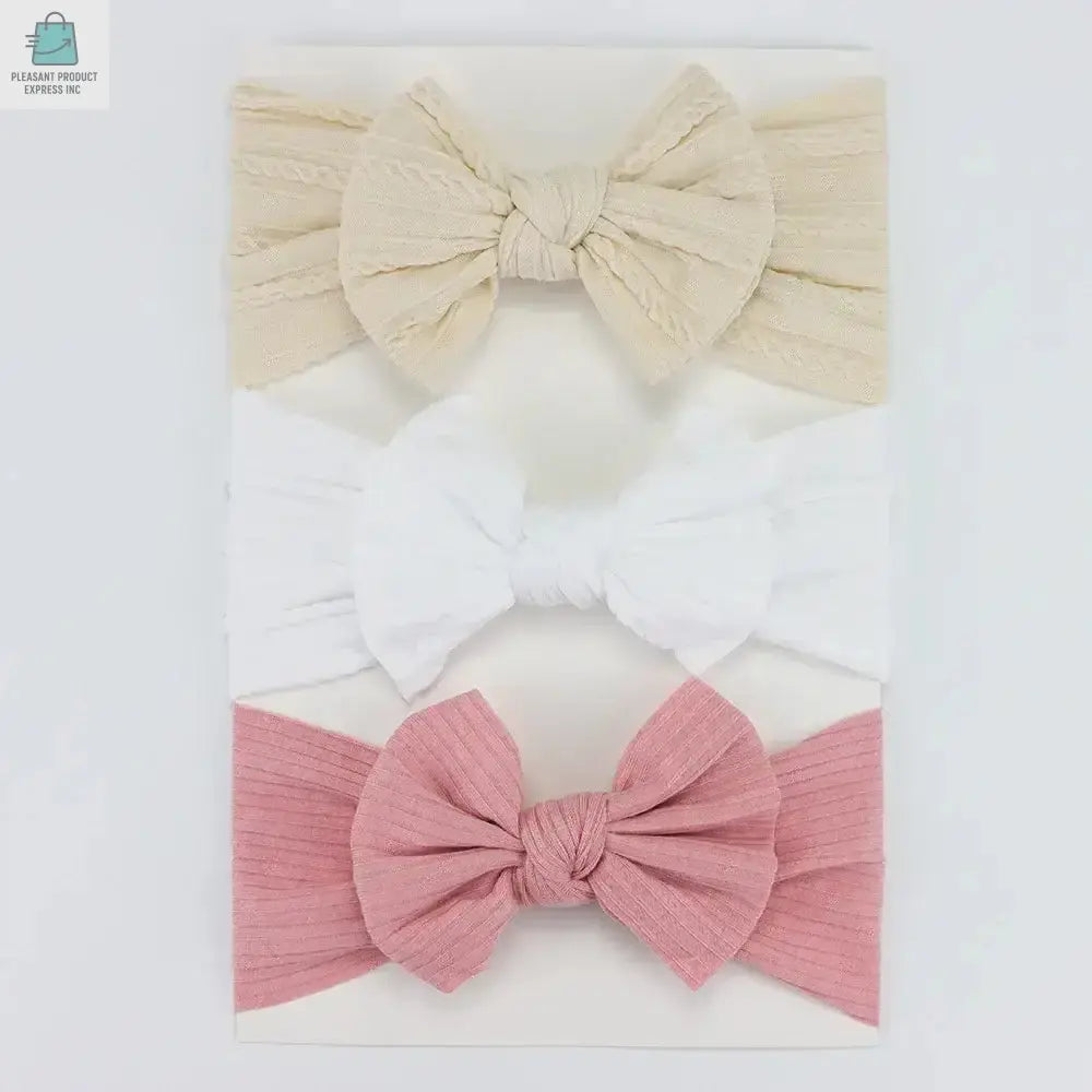 3Pcs/Lot Knit Baby Headband Bow Newborn Elastic Soft NylonPleasant Product