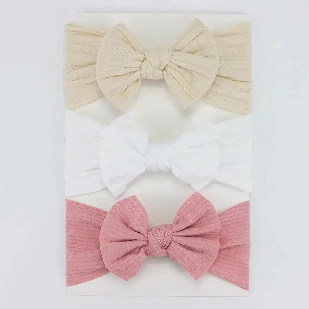 3Pcs/Lot Knit Baby Headband Bow Newborn Elastic Soft NylonPleasant Product