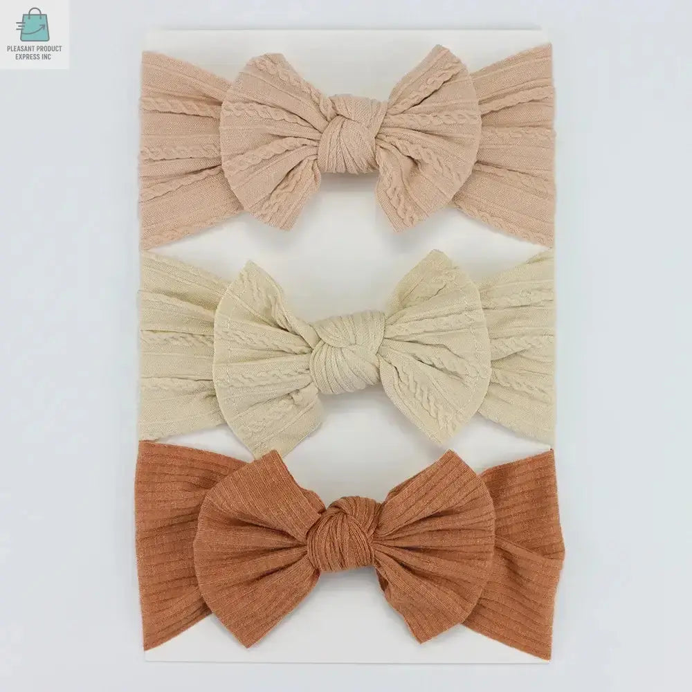 3Pcs/Lot Knit Baby Headband Bow Newborn Elastic Soft NylonPleasant Product