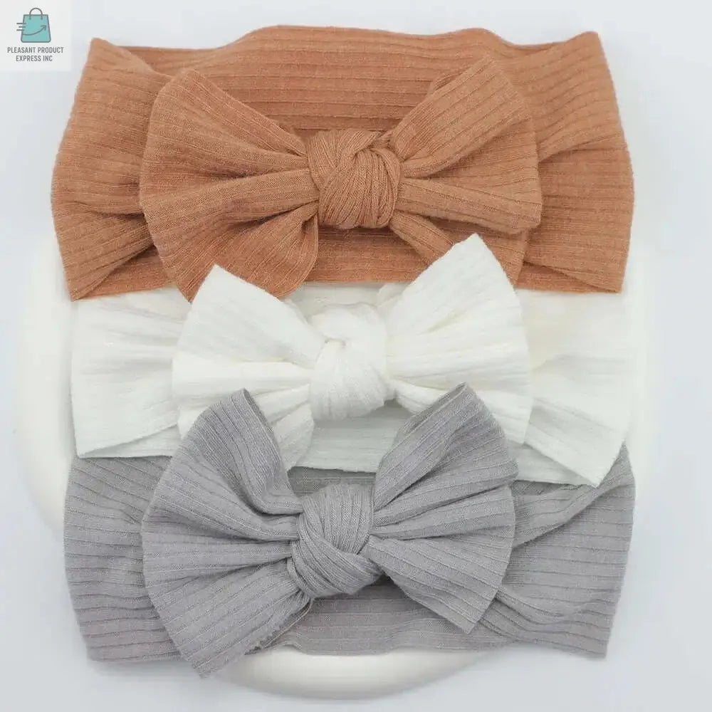 3Pcs/Lot Knit Baby Headband Bow Newborn Elastic Soft NylonPleasant Product
