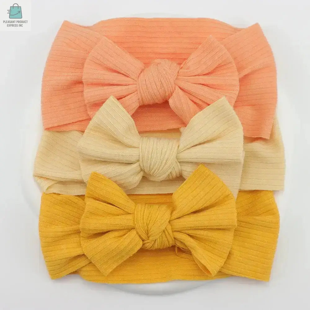 3Pcs/Lot Knit Baby Headband Bow Newborn Elastic Soft NylonPleasant Product