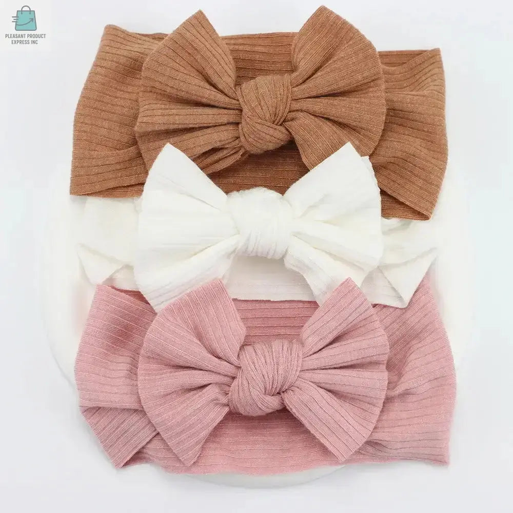 3Pcs/Lot Knit Baby Headband Bow Newborn Elastic Soft NylonPleasant Product