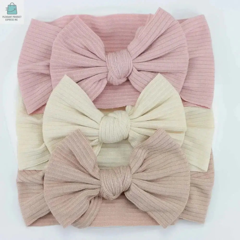 3Pcs/Lot Knit Baby Headband Bow Newborn Elastic Soft NylonPleasant Product