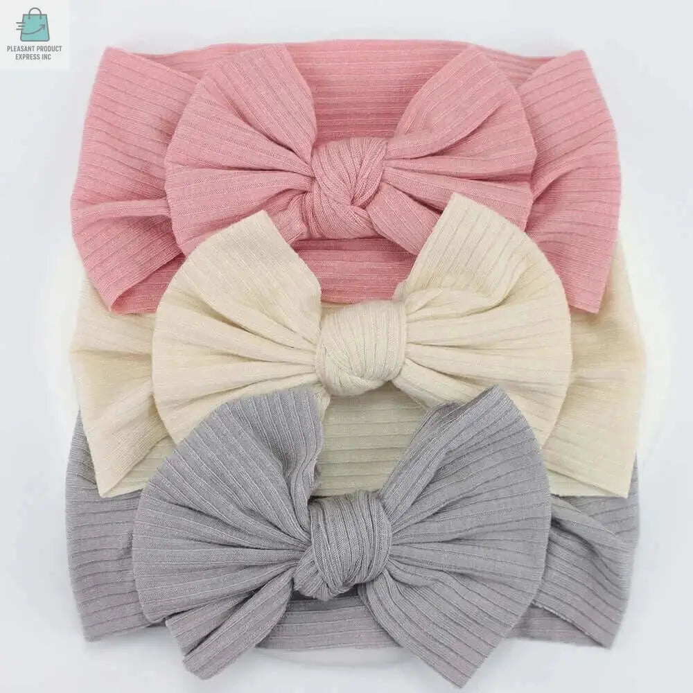 3Pcs/Lot Knit Baby Headband Bow Newborn Elastic Soft NylonPleasant Product