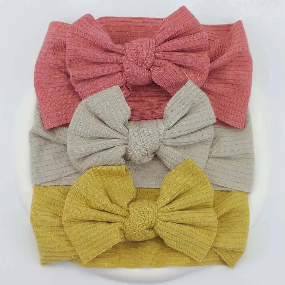 3Pcs/Lot Knit Baby Headband Bow Newborn Elastic Soft NylonPleasant Product
