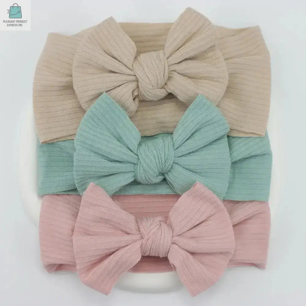 3Pcs/Lot Knit Baby Headband Bow Newborn Elastic Soft NylonPleasant Product